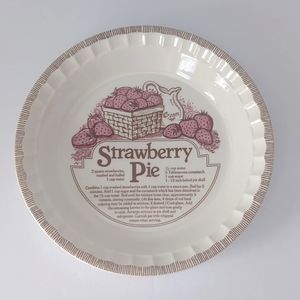 Strawberry Pie Plate Dish by Jeanette Royal China Futed Edge w/Recipe Vintage